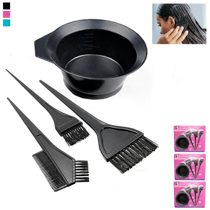3 Pack Hair Coloring Brush And Bowl Set Bleaching Dye Kit Salon Beauty Comb Tint