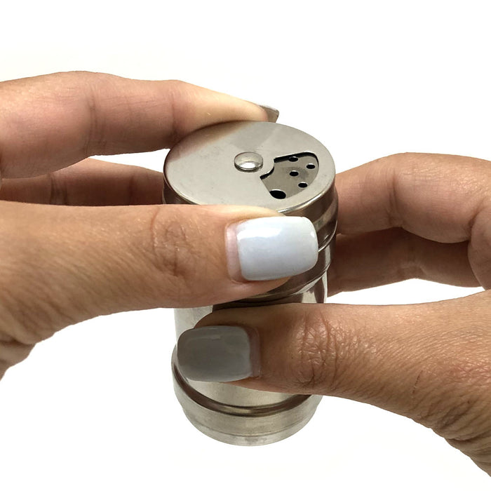 2 Pc Salt and Pepper Shakers Set Stainless Steel Metal Shaker Spice Containers