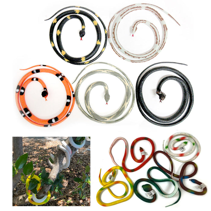 2 X Rubber Snake Realistic Toy Fake Safari Garden Joke Prank Soft Halloween Prop