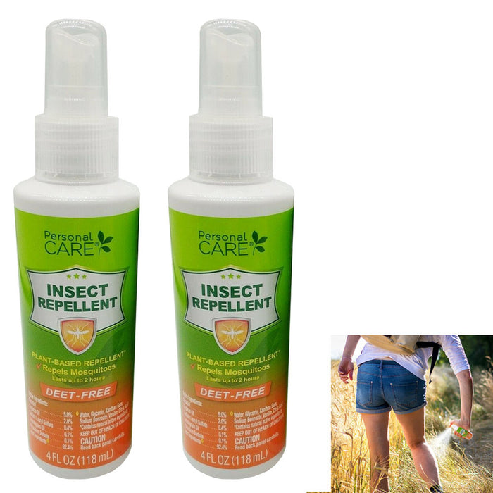 2 Pack Insect Repellent Pump Spray Plant Based Deet Free Outdoor Camping 4oz