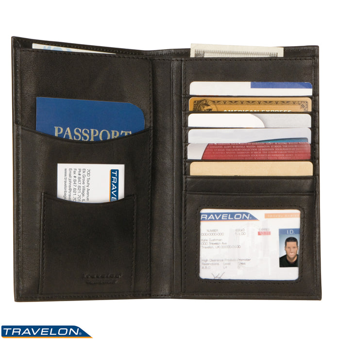 Travelon Passport Holder RFID Blocking Wallet Card ID Case Cover Organizer Black