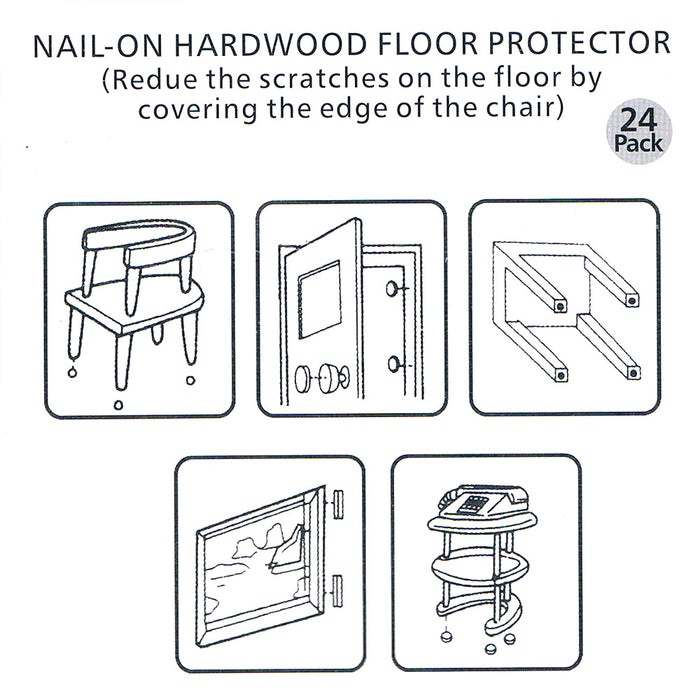 24 Pack Nail On Heavy Duty Felt Pads Slider Wood Furniture Hard Floor Protector