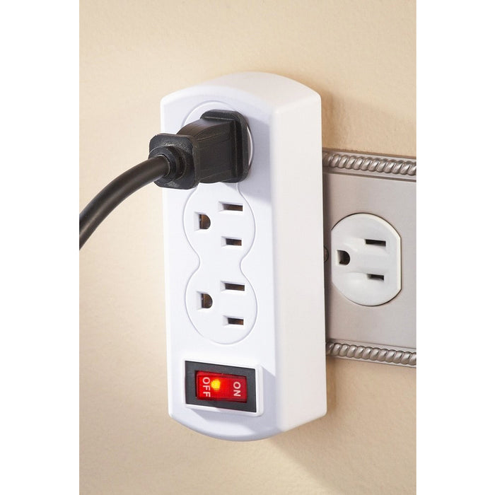 Triple Plug Outlet Adapter On/Off Switch Grounded Wall Tap Home Office White UL