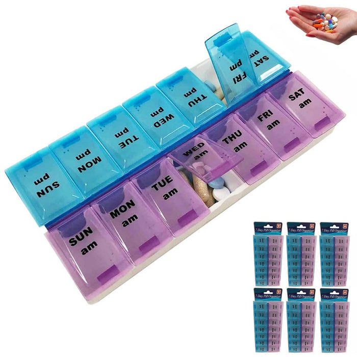 6 PC Weekly Pill Storage Travel 7 Day Pill Holder Vitamin Container Organizer