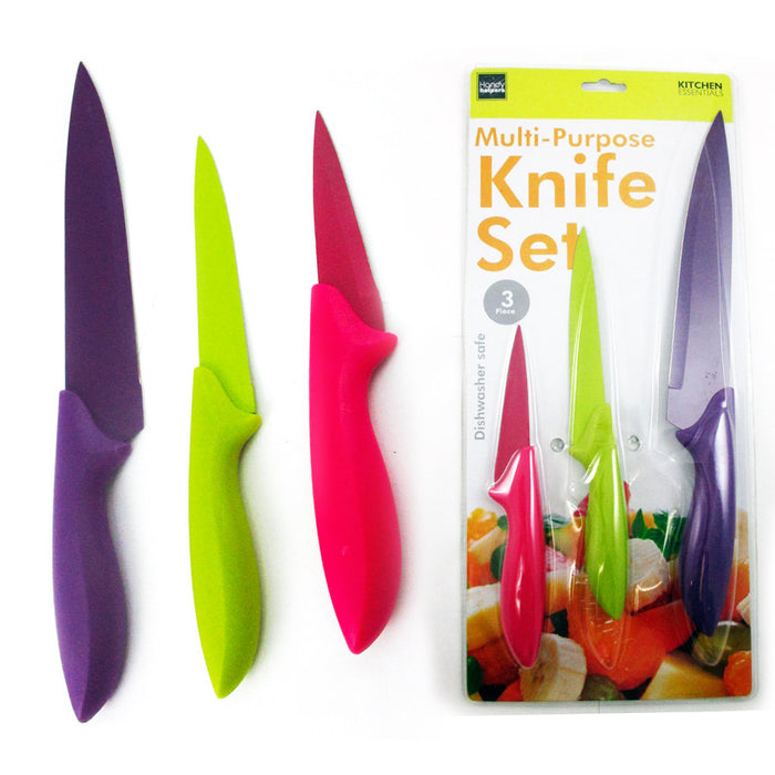 3 Pc Kitchen Knife Set Cutlery Pairing Knives Sharp Blades Stainless Steel New