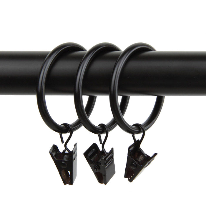 8 Pcs Metal Curtain Drapery Ring Clip Inner Diameter Fits Up To 7/8" Rod Black