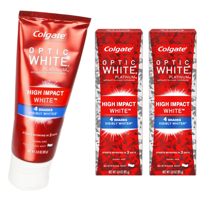 2 Pack Colgate Optic White High Impact Whitening Toothpaste 3 oz Visibly Whiter