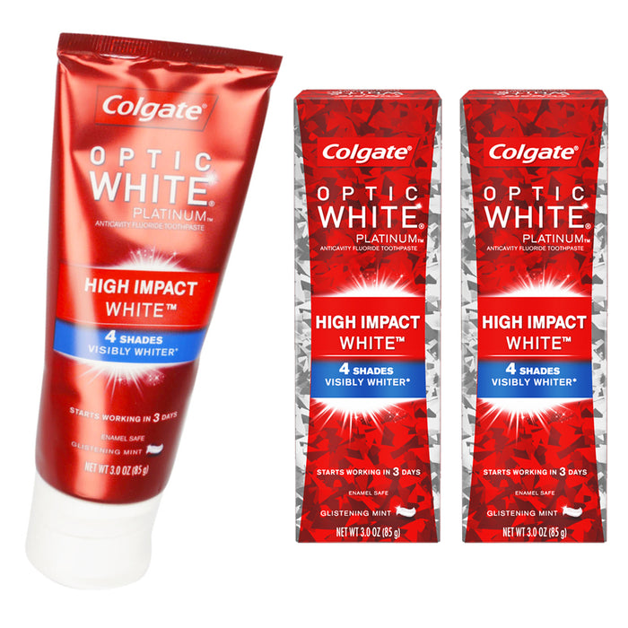 2 Pack Colgate Optic White High Impact Whitening Toothpaste 3 oz Visibly Whiter