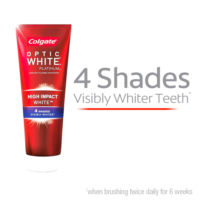 6 Packs Colgate Toothpaste High Impact Optic White Visibly Whiter Whitening 3 oz