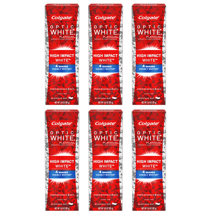 6 Packs Colgate Toothpaste High Impact Optic White Visibly Whiter Whitening 3 oz