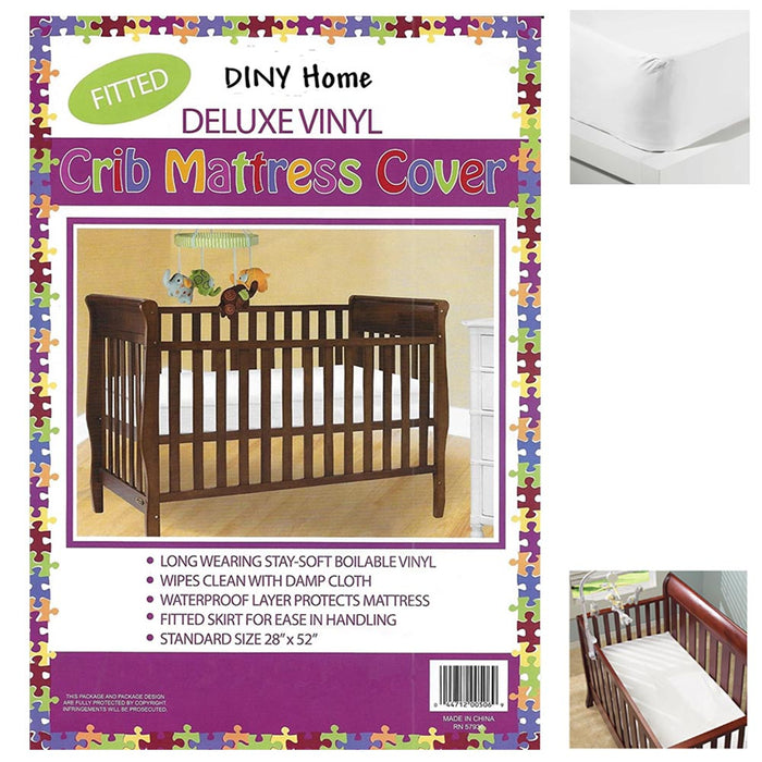 3 PC Fitted Crib and Toddler Protective Mattress Cover Vinyl Dust Bug Protector