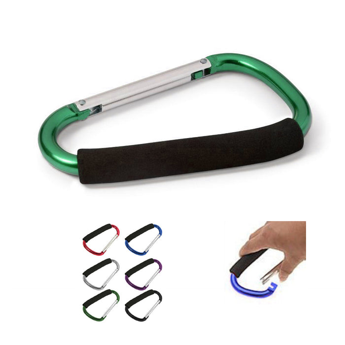 2 Jumbo Aluminum Carabiner Large D-Ring Snap Hook Key Chain Cushion Grip 6 1/2"