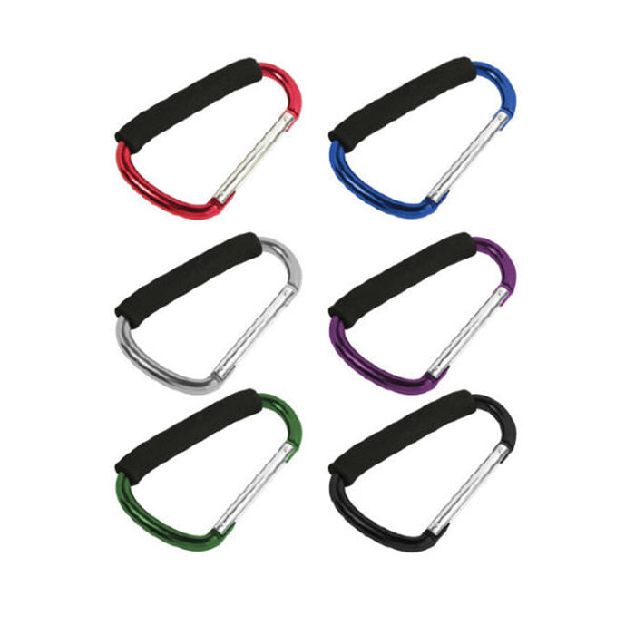 2 Jumbo Aluminum Carabiner Large D-Ring Snap Hook Key Chain Cushion Grip 6 1/2"