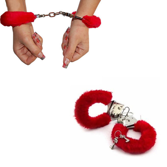2 Pk Furry Handcuffs Adult Fun Naughty Gag Gift Novelty Fuzzy Toy Metal Romance