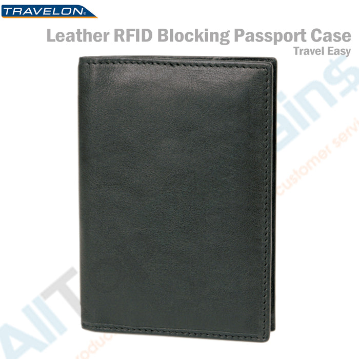 1 Travelon Leather Passport Holder RFID Blocking Wallet Card Cover Case Travel
