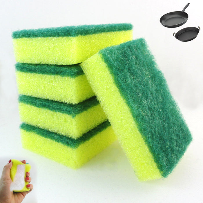 100 Lot Kitchen Sponges Scrubber Bathroom Tiles Scourer Clean Dishes Shower Pans, Yellow
