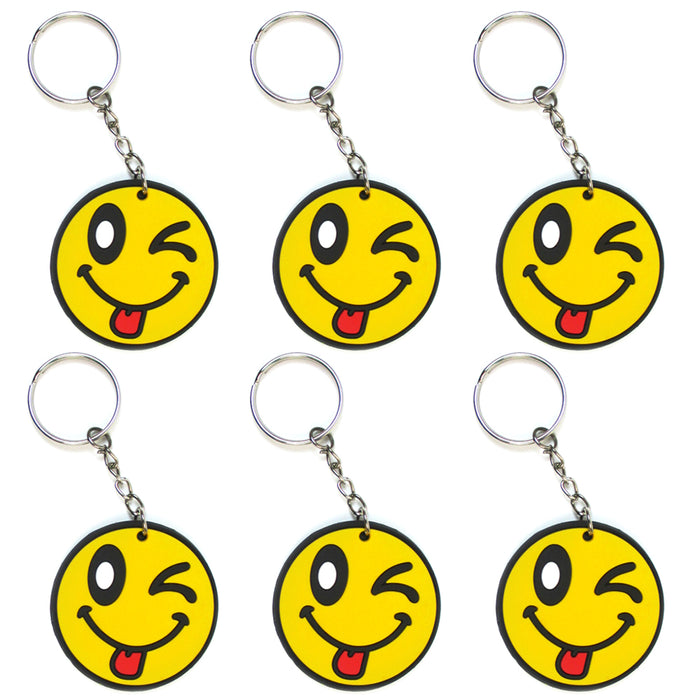 6X Smiley Face Keychain Cute Emoji Pendant Key Ring Gift Fun Phone Accessory Toy