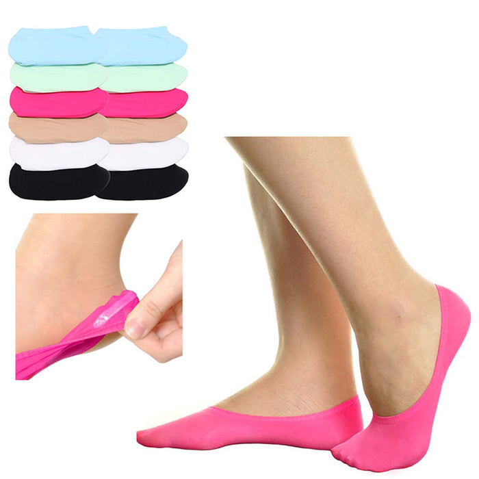 3 Pairs Women's Invisible No Show Socks Nonslip Loafer Low Cut Cotton Liner Boat