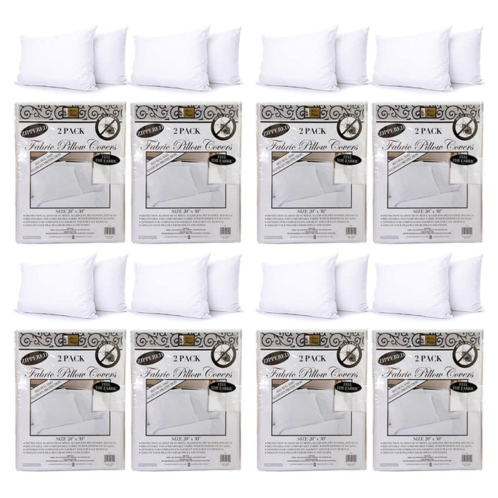 16 Pc Breathable Pillow Cover Zippered Waterproof Luxury Fabric Protector White