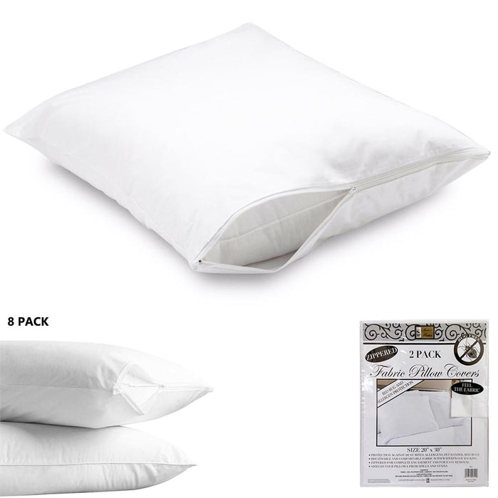 16 Pc Breathable Pillow Cover Zippered Waterproof Luxury Fabric Protector White