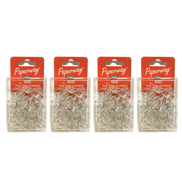 400 PCS Push Pin Thumb Tack Clear Office School Board Home Cork Board Pushpins