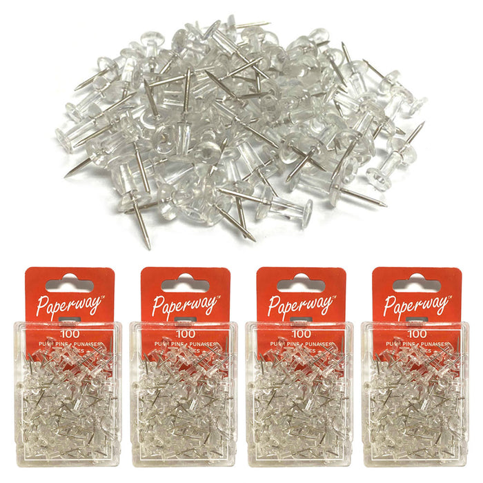 400 PCS Push Pin Thumb Tack Clear Office School Board Home Cork Board Pushpins