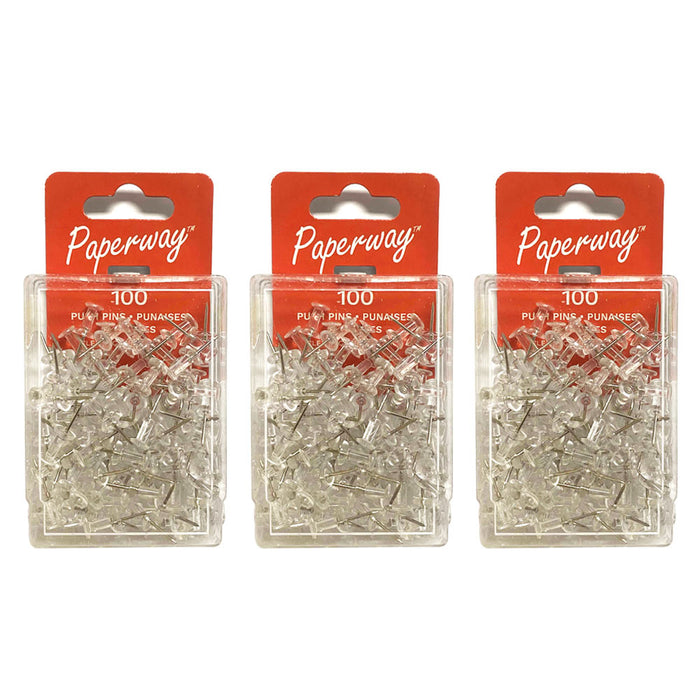 300 Pcs Push Pin Thumb Tacks Office Pushpin Drawing Cork Board Steel Point Clear