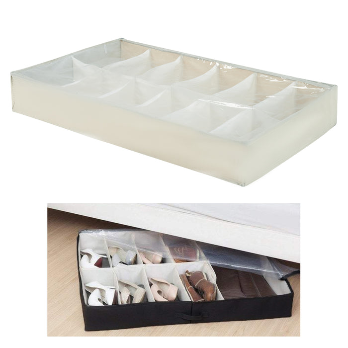 Under Bed Shoe Storage Organizer Closet Box Keep 12 Pairs Shoes Fabric Container