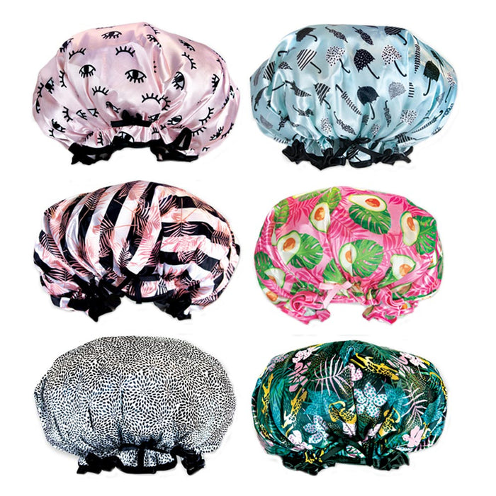 12 PC Reusable Shower Cap Elastic Band Waterproof Fashion Designed For All Hair