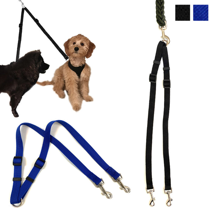 Dual Double Dog Leash No Tangle Coupler Heavy Duty For Two Dogs Walking Leash