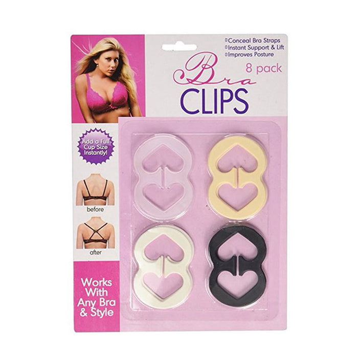 8 Pack Bra Strap Clips Back Anti-Slip Bra Straps Holder Buckles Cleavage Control