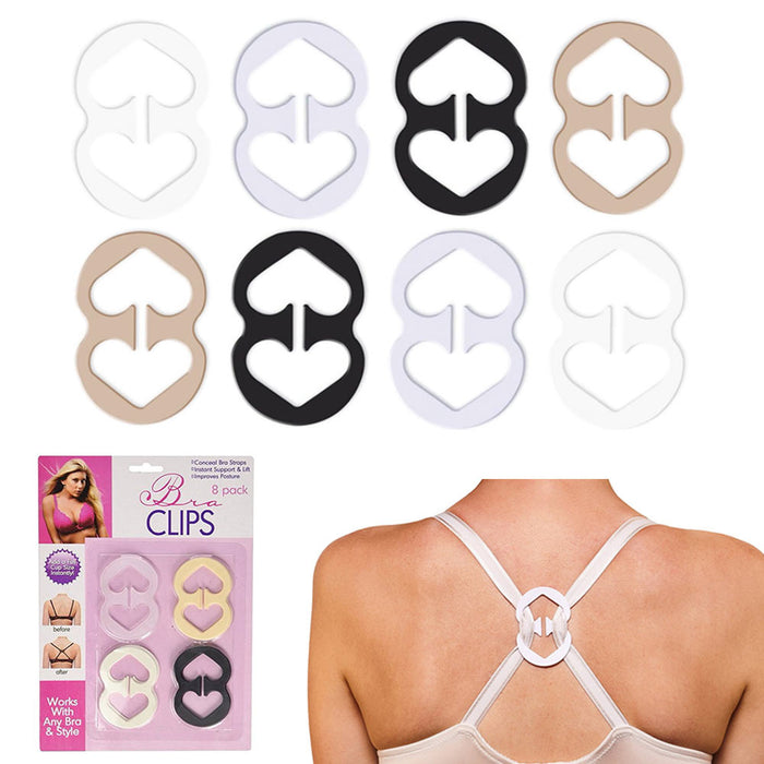 AllTopBargains 8 Bra Strap Concealer Clips Solution Perfect Lift Max Cleavage Control Racerback