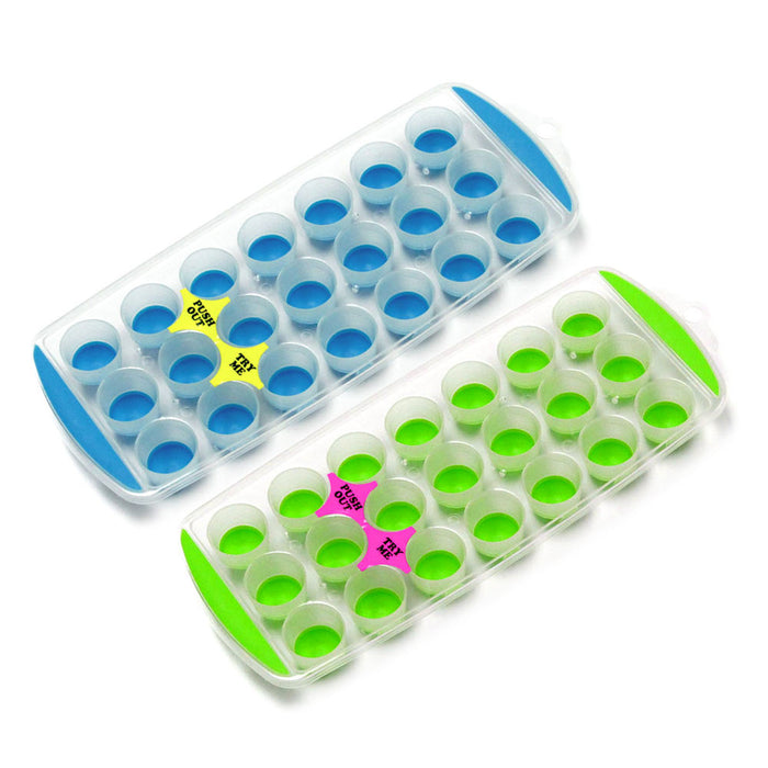 2 Pcs Ice Cube Trays Easy Push Out Pop Out Flexible Bottom Ice Maker Round Shape
