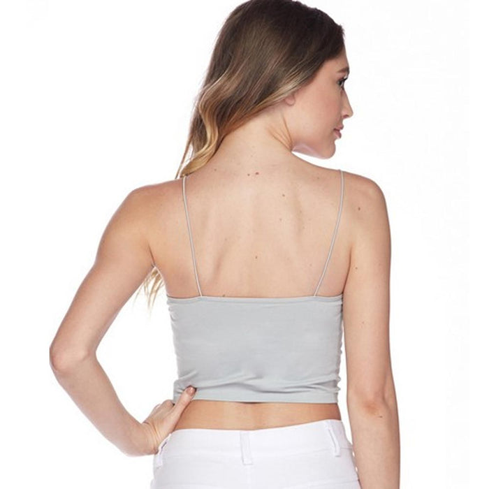 Womens Casual Cami Spaghetti Crop Tank Top Skinny Strap Cropped Solid One Size
