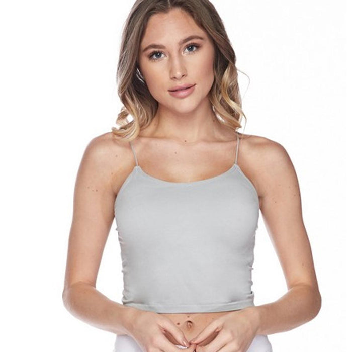 1 Womens Seamless Thin Skinny Strap Cropped Cami Intimate Tank Top Grey One Size