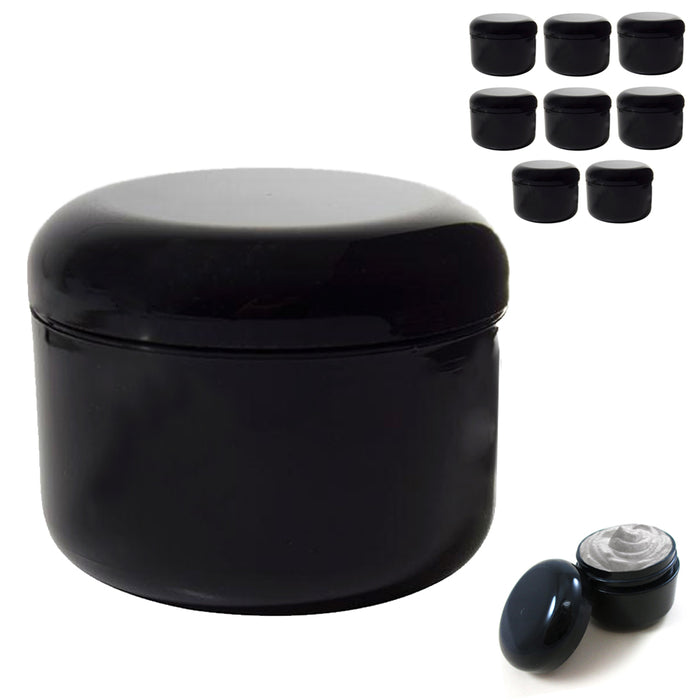 8 PC Cosmetic Container Plastic Jars Double Wall Pot Cream Lotion1.7oz Black