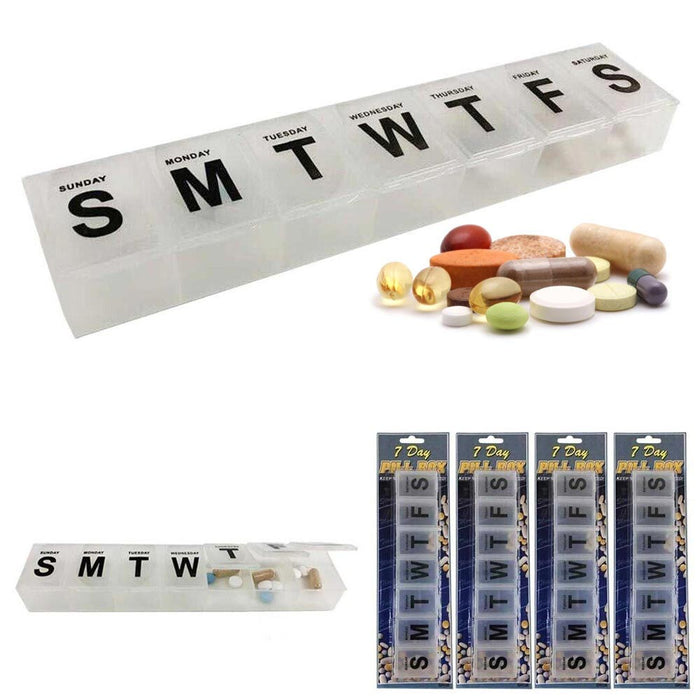 4 Weekly Pill Organizer Vitamins Medication Storage Travel 7 Day Jumbo Pill Case
