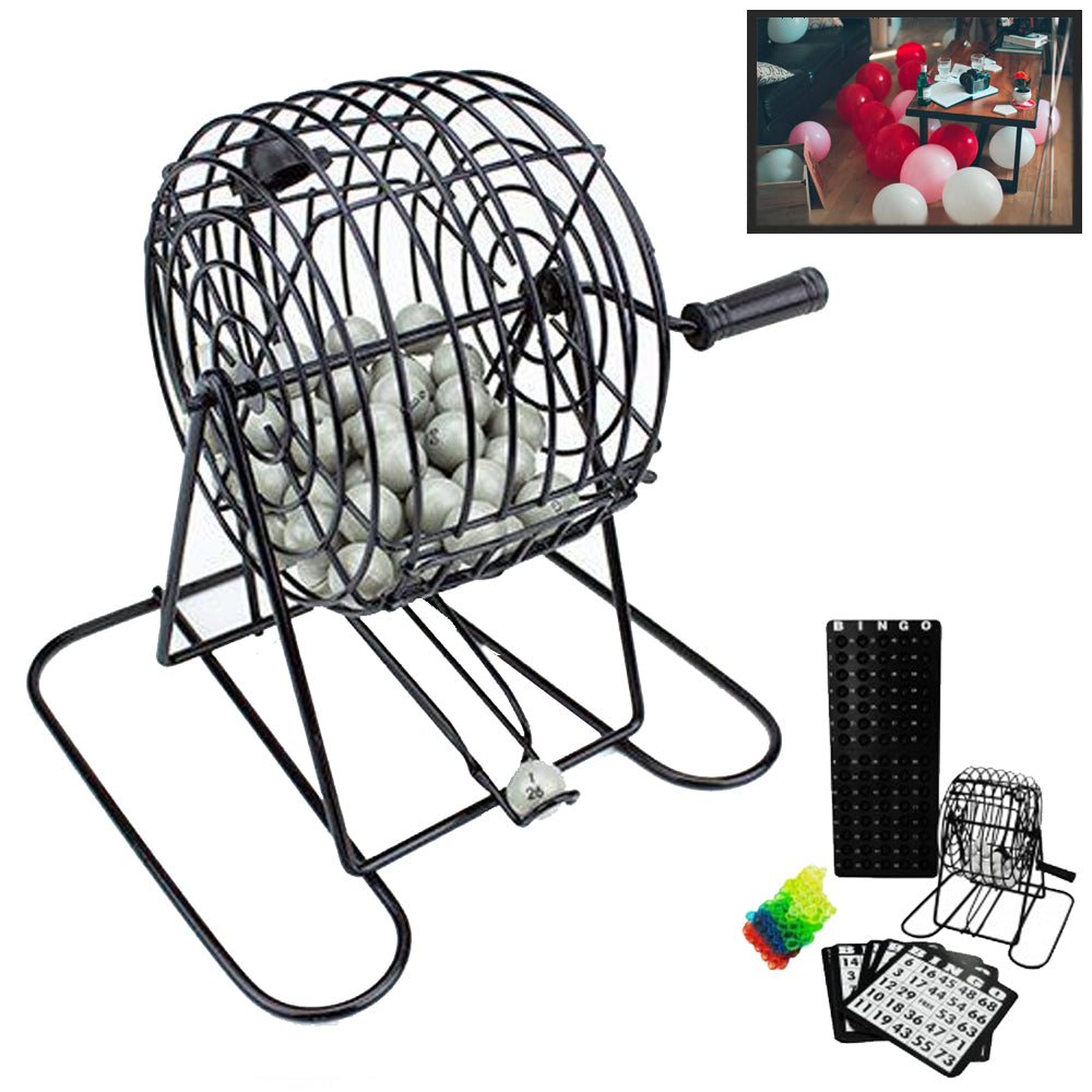 Bingo Box Deluxe Bingo Game Set Kit Cage Box Board Balls Cards Marker Family Fun ...