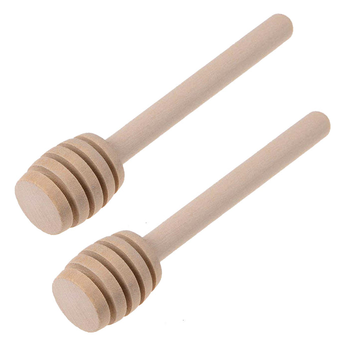 2 Pk Wooden Honey Dippers Drizzler Stirring Stick Server Muddle Dispenser Jar 6"