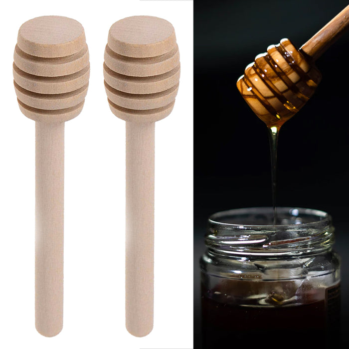2 Pk Wooden Honey Dippers Drizzler Stirring Stick Server Muddle Dispenser Jar 6"