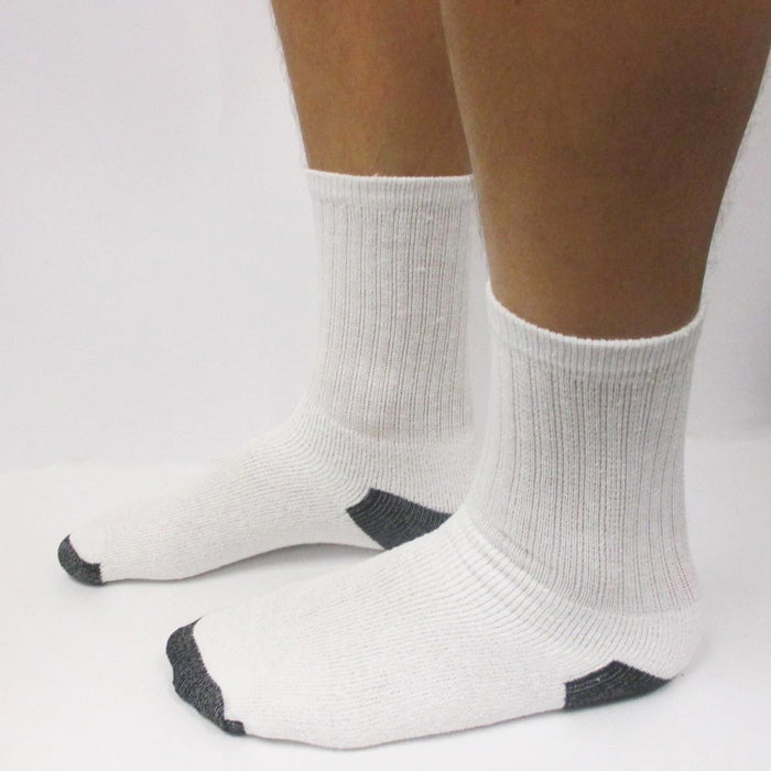 4X Pairs Mens Sports Crew Socks Cotton Calf Cushioned Athletics White Size 10-13