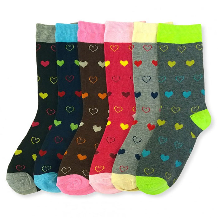 12 Pairs Womens Fashion Crew Socks Pattern Stripes Hearts Casual 9-11 Unisex New