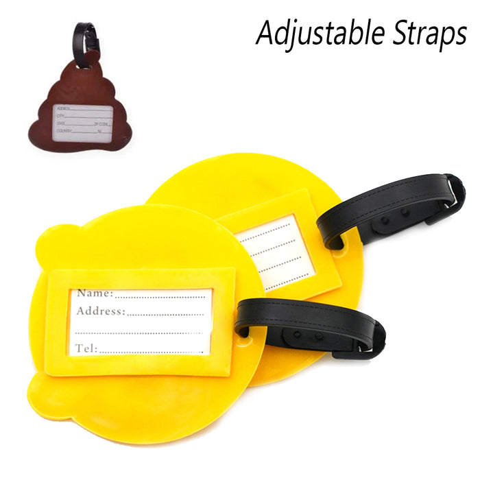 4 Pack Emoji Luggage Tags Travel Bag Name Address ID Label Suitcase Baggage Gift