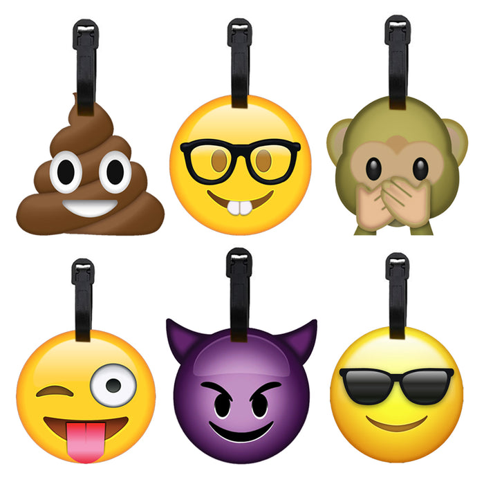 4 Pack Emoji Luggage Tags Travel Bag Name Address ID Label Suitcase Baggage Gift