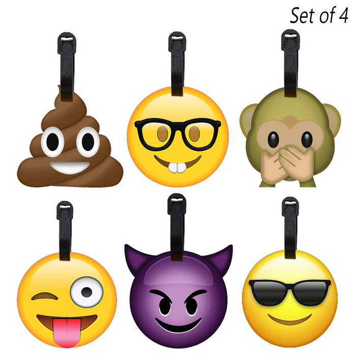 4 Pack Emoji Luggage Tags Travel Bag Name Address ID Label Suitcase Baggage Gift