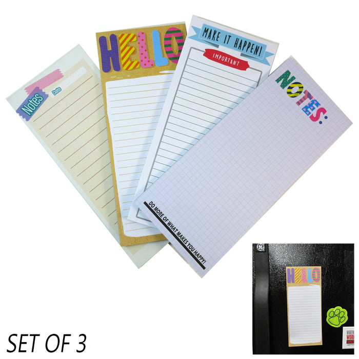 3 Magnetic Notepads Memo To Do List  8.3"x3.6" Different Designs Fridge 60 Sheet
