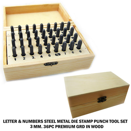 36 PC Number Letter Punch 3MM Set Stamp Metal Steel Stamping Alphabet Tool New !