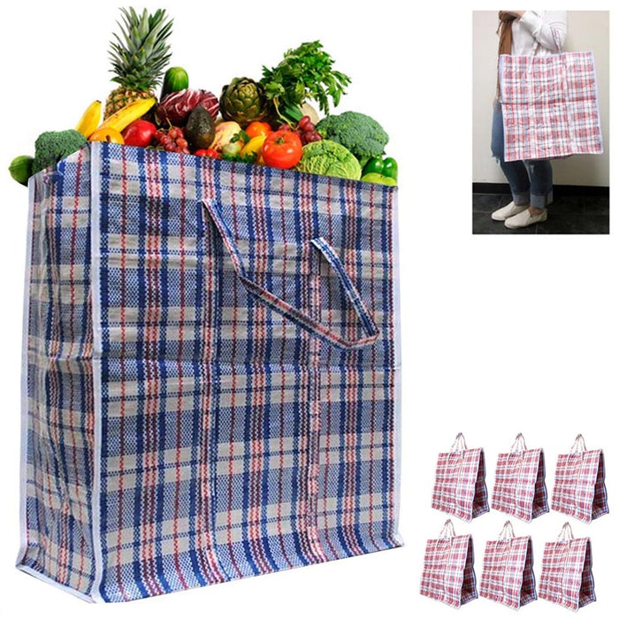 6 Pack Large Tote Storage Bag Reusable Shopping Groceries Organizing Zipper Bag