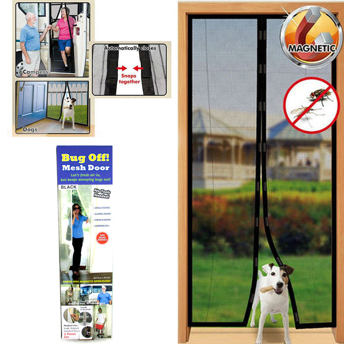 Magnetic Screen Door Self Sealing Heavy Duty Hands Free Bugs Out Pet Friendly