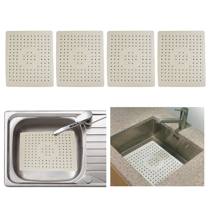 4 Pack Kitchen Sink Mat Non-Slip Drain Pad Protector Rubber Durable 10 x 12
